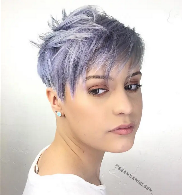 purple choppy pixie haircut for women